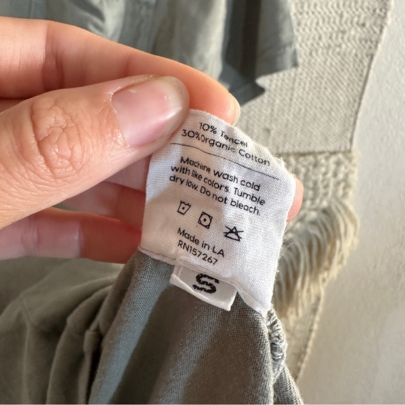 MATE THE LABEL sage green short sleeve crewneck pocket mini t-shirt dress S - Picture 8 of 11